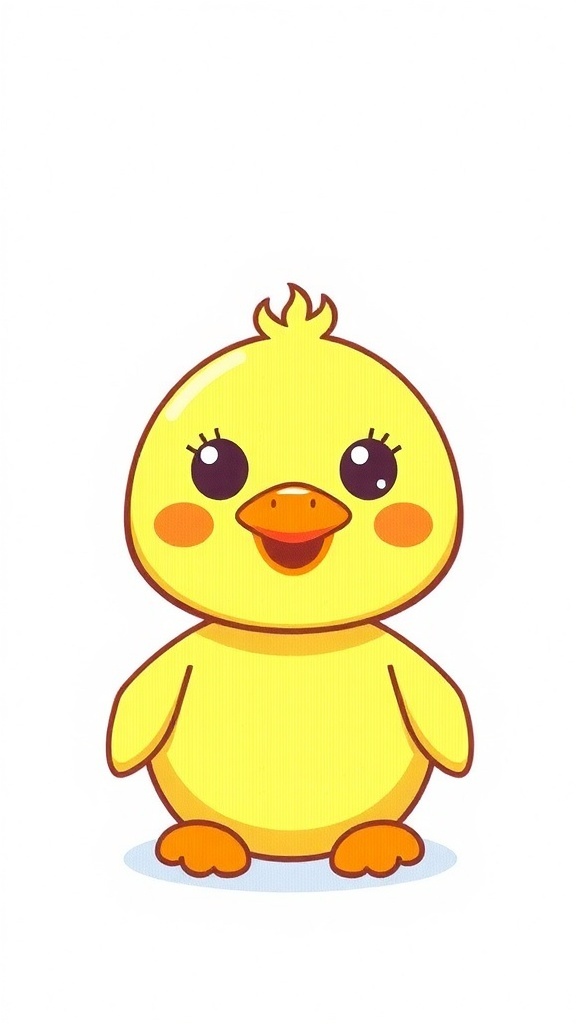 A cute cartoon duck icon with a yellow body and orange beak, designed in a flat style.